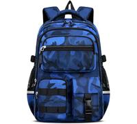 Amythe Zaino Scuola Elementare Bambino, Zaini Traspirante per Bambini dalla Prima alla Quinta Elementari, Zaino Ragazzo in tessuto Oxford Impermeabile per la Scuola, i Viaggi, Blu