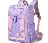 Amythe Zaino Scuola Ergonomico Elementare Bambina, Zaini Bambina di 6-10 anni con Riflettente, Zainetto Ragazza per la Scuola Leggero e Impermeabile, Viola