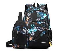 Amythe Zaino Scuola per Ragazzo Elementare Media Superiore- Zainetto 2 in 1 include Borsa Monospalla- Elegante Grande Zaini per Giovani per Bambino di 8 10 12-18 anni, Verde