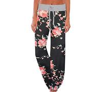 Amytis, pantaloni da yoga da donna, elasticizzati, per il tempo libero, comodi, pantaloni lunghi e leggeri, per la casa, pantaloni rilassanti, pantaloni estivi, gamba larga, Blackxz, XXXL