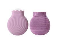 Amytrade - Borsa per acqua calda, 240 ml, con rivestimento lavorato a maglia, per alleviare il dolore, crampi mestruali, scaldino mani caldo e freddo, colore: viola