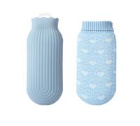 Amytrade - Borsa per acqua calda, 550 ml, con rivestimento lavorato a maglia, per alleviare il dolore, crampi mestruali, scaldino mani caldo e freddo, colore: blu