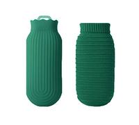 Amytrade - Borsa per acqua calda, 550 ml, con rivestimento lavorato a maglia, per alleviare il dolore, crampi mestruali, scaldino mani caldo e freddo, colore: verde