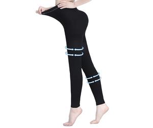 AMZAM® Collant a compressione medica, per donne e uomini, 15-20 mmHg, leggings a compressione graduata, opachi, senza piedi, calze ad alta compressione per edema, vene varicose, post chirurgia, nero,