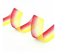 AMZBNEIDI Nastri Colorati Nastro in Organza Chiffon, Nastri in Organza sfumati da 5 Iarde e 25 mm di Larghezza (Arcobaleno, Bianco-Nero e Altri Colori)(Red-Yellow)