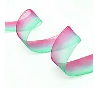 AMZBNEIDI Nastri Colorati Nastro in Organza Chiffon, Nastri in Organza sfumati da 5 Iarde e 25 mm di Larghezza (Arcobaleno, Bianco-Nero e Altri Colori)(Rose-Green)