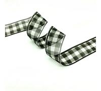 AMZBNEIDI Nastri Colorati Nastro in Organza Chiffon, Nastri in Organza sfumati da 5 Iarde e 25 mm di Larghezza (Arcobaleno, Bianco-Nero e Altri Colori)(Black-White 01)