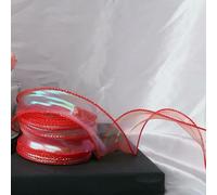 AMZBNEIDI Nastri Colorati Nastro in Organza Chiffon, Nastro in Organza a Coda di Pesce con Bordo Ondulato da 40 mm x 9 m for Confezioni Regalo Fai da Te Multicolore(Red)