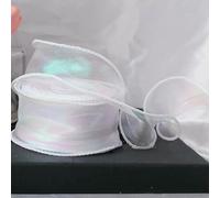 AMZBNEIDI Nastri Colorati Nastro in Organza Chiffon, Nastro in Organza a Coda di Pesce con Bordo Ondulato da 40 mm x 9 m for Confezioni Regalo Fai da Te Multicolore(White)