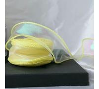 AMZBNEIDI Nastri Colorati Nastro in Organza Chiffon, Nastro in Organza a Coda di Pesce con Bordo Ondulato da 40 mm x 9 m for Confezioni Regalo Fai da Te Multicolore(Yellow)