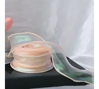 AMZBNEIDI Nastri Colorati Nastro in Organza Chiffon, Nastro in Organza a Coda di Pesce con Bordo Ondulato da 40 mm x 9 m for Confezioni Regalo Fai da Te Multicolore(Pink)