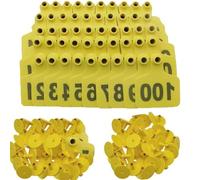 AMZBNEIDI Numero Plastica Marchio Auricolare per Bestiame, 001-100/201-300/-/901-1000 Barre Auricolari digitali in plastica for Bestiame(Yellow,801-900)