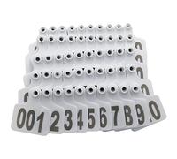 AMZBNEIDI Numero Plastica Marchio Auricolare per Bestiame, 001-100/201-300/-/901-1000 Barre Auricolari digitali in plastica for Bestiame(White,101-200)