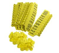 AMZBNEIDI Numero Plastica Marchio Auricolare per Bestiame, Etichette Auricolari for bovini 001-100 -901-1000 Etichette Auricolari in plastica for bovini Etichette for Animali 201-300(Yellow,401-500)