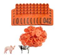 AMZBNEIDI Numero Plastica Marchio Auricolare per Bestiame, Etichette Auricolari in plastica for Bestiame di Grandi, Medie e Piccole Dimensioni(Orange 6 * 7.5cm (2.36 * 2.95in),001-100)