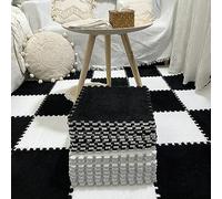AMZBNEIDI Piastrelle di Moquette ad Incastro Tipo Puzzle, Confezione da 10 Piastrelle for Pavimento in Schiuma di Peluche ad Incastro con Bordo, Multicolore, 30x30x0,6-1 cm(Black+White,0.23 inch)