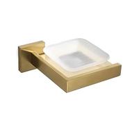 AMZBNEIDI porta sapone doccia, porta sapone bagno Portasapone in acciaio inox da parete con piatto in vetro, portasapone da bagno, supporto for shampoo da doccia da parete(Gold)