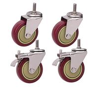 AMZBNEIDI Ruota Girevole con Freno, 4 M12 × 30mm Filettatura con Freno Ruote da 4 Pollici 400KG Universale Girevole Silenzioso Doppio Cuscinetto Stelo