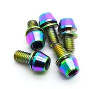AMZBNEIDI Viti a Testa cilindrica con Calotta a Bottone, Vite in Titanio Esagonale Interna M5x12mm Bullone a Testa conica con rondella for Attacco Manubrio Bicicletta 5 Pezzi M5 * 12mm Blu(Rainbow)