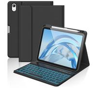 aMZCaSE per iPad A16 10/11th Generation Case with Keyboard 11/10.9 inch (2025/2022), 7 Color Backlight Detachable Wireless Keyboard Cove with Pen Holder for New iPad 11th Gen (nero)