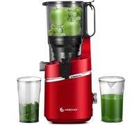 AMZCHEF Estrattore Automatico, Apertura 135MM e Capacità 1,8L Estrattore Frutta e Verdura Intera, 250W Estrattori di Succhi Professionale con Triplo Filtro - Rosso