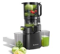 AMZCHEF Spremiagrumi automatico all-in-one, 250 W, apertura 135 mm e spremiagrumi da 1,8 l, per frutta e verdura, vincitore del test con triplo filtro - nero