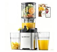 AMZCHEF Estrattore di Succo a Freddo, 130 mm Bocca Larga per Frutta Intera