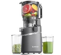 AMZCHEF Estrattore di succo automatico Le mani libere, apertura di 150 mm e capacità di 2 l Estrattore di succo di frutta e verdura integrale, estrattore succo lento da 250 W con triplo filtro, grigio