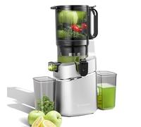 AMZCHEF Estrattore Frutta E Verdura Slow Juicer a freddo per frutta intera, apertura XXL 138 mm, senza BPA - contenitore da 2L Estrattore A Freddo Frutta E Verdura, triplo filtro - argento