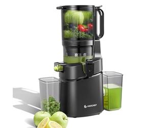 AMZCHEF Extracteur de jus automatique Vos mains libres, Ouverture de 145 mm et capacité de 1,8L Extracteur de jus de fruits et légumes entiers, Extracteur jus lent de 250W avec triple filtre - Nero