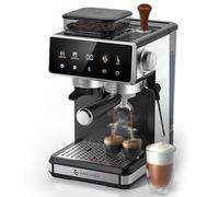 AMZCHEF macchina caffè con macinino, macchina da caffè espresso 20 bar per casa con montalatte, 3 livelli di temperatura, 20 impostazioni di macinatura, display touch