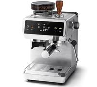 AMZCHEF Macchina Caffè Espresso con Macinacaffè Incorporato, 20 Bar, 44 Livelli di Macinatura, 4 Temperature, Funzione Cold Brew, Lancia Vapore per Latte,Acciaio Inox,1.8L
