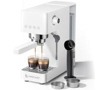 AMZCHEF Macchina da Caffè Espresso 20 bar, macchina caffe con montalatte professionale, piccola macchina per caffè espresso per cappuccino, latte e macchiato, serbatoio dell'acqua da 1,5L, bianco