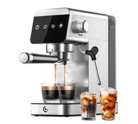 AMZCHEF Macchina per caffè espresso 20 bar con indicatore LED Home 2 in 1 con serbatoio rimovibile da 1,2 l, per regali domestici, compatta in acciaio inox, 1350 W