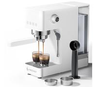 AMZCHEF Macchina per caffè espresso da 20 bar, con display a LED, montalatte professionale e asta a vapore in acciaio inox, serbatoio rimovibile da 1,5 l, riscaldamento rapido da 1350 W