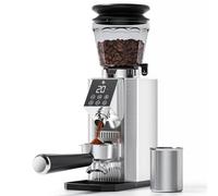 AMZCHEF Macinacaffè Elettrico con 45 Livelli di Macinatura, Macine Coniche in Acciaio Inox, Supporto Portafiltro Regolabile, Pannello di Controllo Touch LED, Corpo in Acciaio Inox