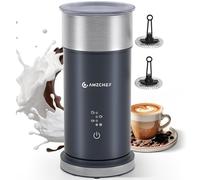 AMZCHEF Montalatte Elettrico 4 in 1 IPX6 - Schiumalatte Caldo e Freddo in 80s, 240ml/115ml - Inox, Facile da Pulire, per Cappuccino, Caffè e Bevande Calde