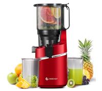 AMZCHEF Spremiagrumi automatico all-in-one, 250 W, apertura 135 mm e spremiagrumi da 1,8 l, per frutta e verdura, vincitore del test con triplo filtro - rosso intenso