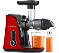 AMZCHEF Spremiagrumi frutta e verdura con 2 modalità di velocità - Slow Juicer con bottiglia portatile e 2 tazze - Senza BPA Cold Press Juicer con LED intelligente e funzione di inversione - Rosso