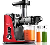 AMZCHEF Spremiagrumi frutta e verdura con 2 modalità di velocità - Spremiagrumi Slow Juicer con bottiglia portatile e 2 tazze - BPA Free Cold Press Juicer - Rosso