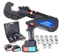 AMZCNC Pinza crimpatrice idraulica ricaricabile, batterie al litio da 18 V, 2 pezzi, 16-400 mm², 12 timbri, pinza crimpatrice per capicorda