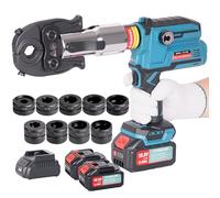 AMZCNC Set di pinze a pressione a batteria da 18 V con TH-16,20,26,32 & V-12,15,18,22,28 EU | IP54 impermeabile | 500 presse per carica per tubi PEX/alluminio