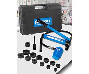 AMZCNC Set di taglierina a fori per canale elettrico 8T idraulico Knockout Punch KO Tool Kit con 6 set di forme di apertura 22 mm ~ 60,5 mm per acciaio e lavorazione dei metalli, Knockout Punches