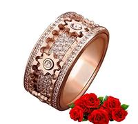 AMZCOM Anello Antistress Donna Girevole, Anello Antistress Acciaio Inossidabile, Anelli Spinner Rotante, Fidget Anelli per L'ansia con scatola ad anelli, Ragazze Regalo