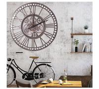 AMZCOM Orologio da Parete con Ingranaggio Mobile, Orologio Stile Industriale Numeri Romani, Retro Steampunk Orologio Rotondo in Metallo Decorativo 60 cm per Soggiorno Bar Cucina Ristorante