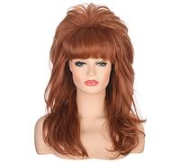 AMZCOS Parrucca da donna anni '80 Peggy Bundy alveare parrucca lunga ondulata zenzero Bouffant capelli sintetici parrucche per sposata casalinga grande rosso costume vintage cosplay festa di Halloween