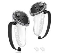 AMZDM Manopole per controller VR per Meta Oculus Quest 3 Touch Plus, coperture anti-lancio per le nocche, protezione con coperture per levette, 1 paio, trasparenti, Trasparente, Leggero e regolabile