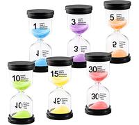 Amzeeniu 6 Pezzi Clessidra Set, Colorato Sandglass Sand Clock Timer per Spazzolini da Cucina Orologi Decorazione Time Management 1 Min/3 Min/5 Min/10 Min/15 Min/30 Minuti