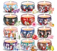 Amzeeniu Candele Profumate Natalizie,12 pezzi Candele Profumate Regalo SetCera di Soia Naturale Candele Aromaterapia, Natale Compleanno La Festa Nuziale,Regalo per Mamma Donna Compleanno,Yoga,Regalo