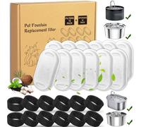 Amzeeniu Filtri Fontanella per Gatti,12 Pezzi Filtro + 12 Pezzi di Spugna, Filtro Di Ricambio Per Fontana Per Gatti E Cani,Tripla Filtrazione,Fontanella Gatto in Acciaio Inox,dispenser acqua gatti